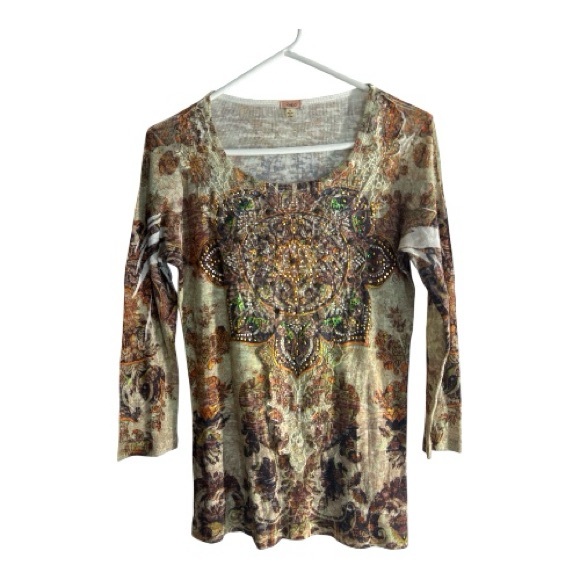 Reba Multicolor Paisley Long Sleeve Top - Picture 1 of 4